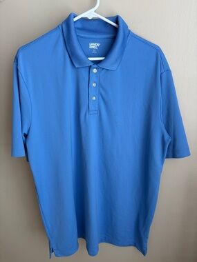 Lands End Men’s LT Large Tall polo golf shirt short sleeve blue polyester